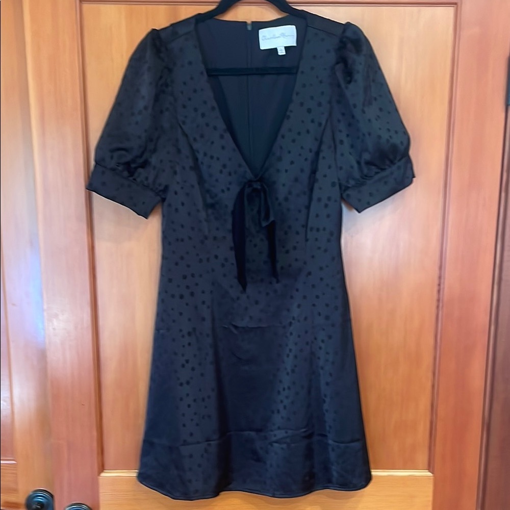 Charles Henry Black Dress with Puff Sleeves